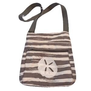 Thirty-One Crossbody Organizing Bag Gray Striped Shoulder Purse Bag